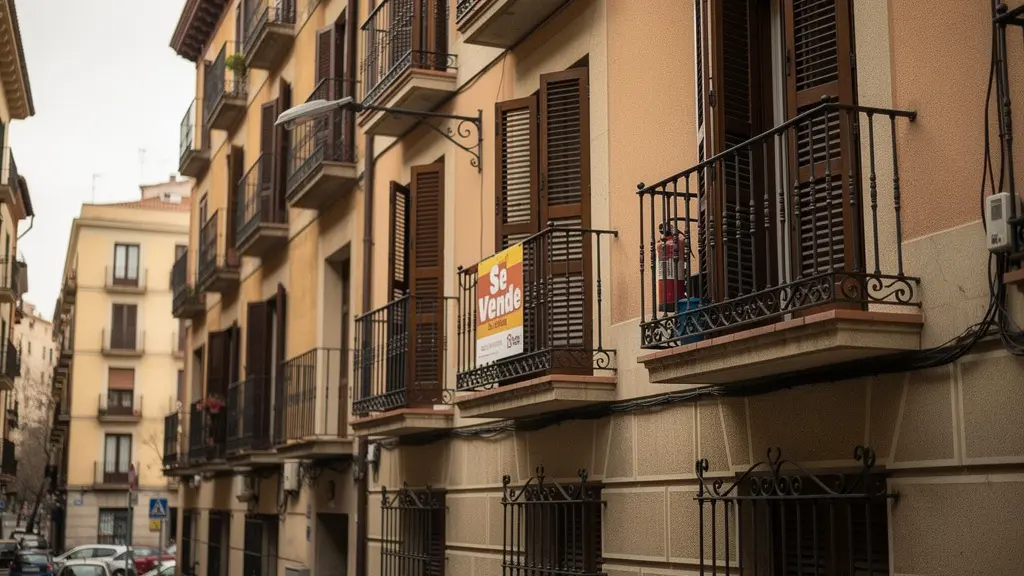 Fachada de edificio residencial madrileño con balcones de hierro típicos del mercado inmobiliario
